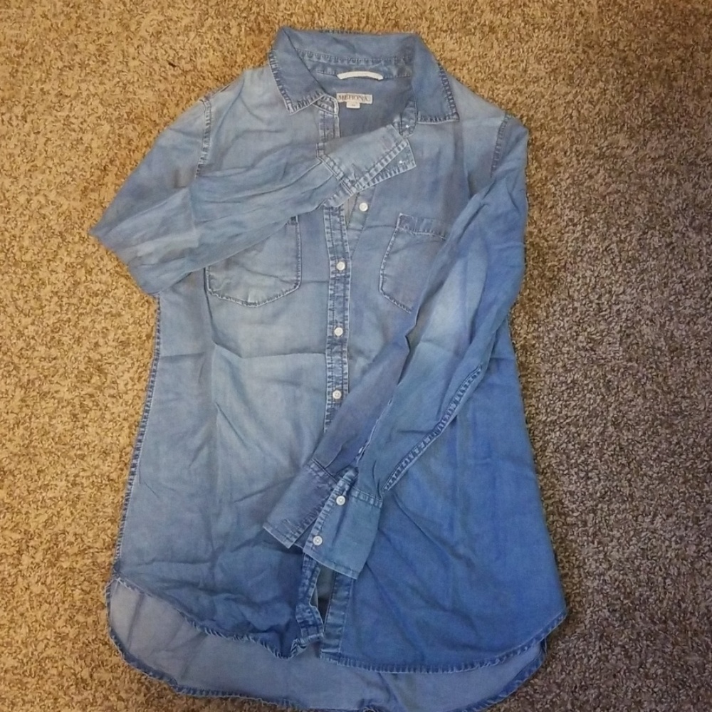 Jean button down top